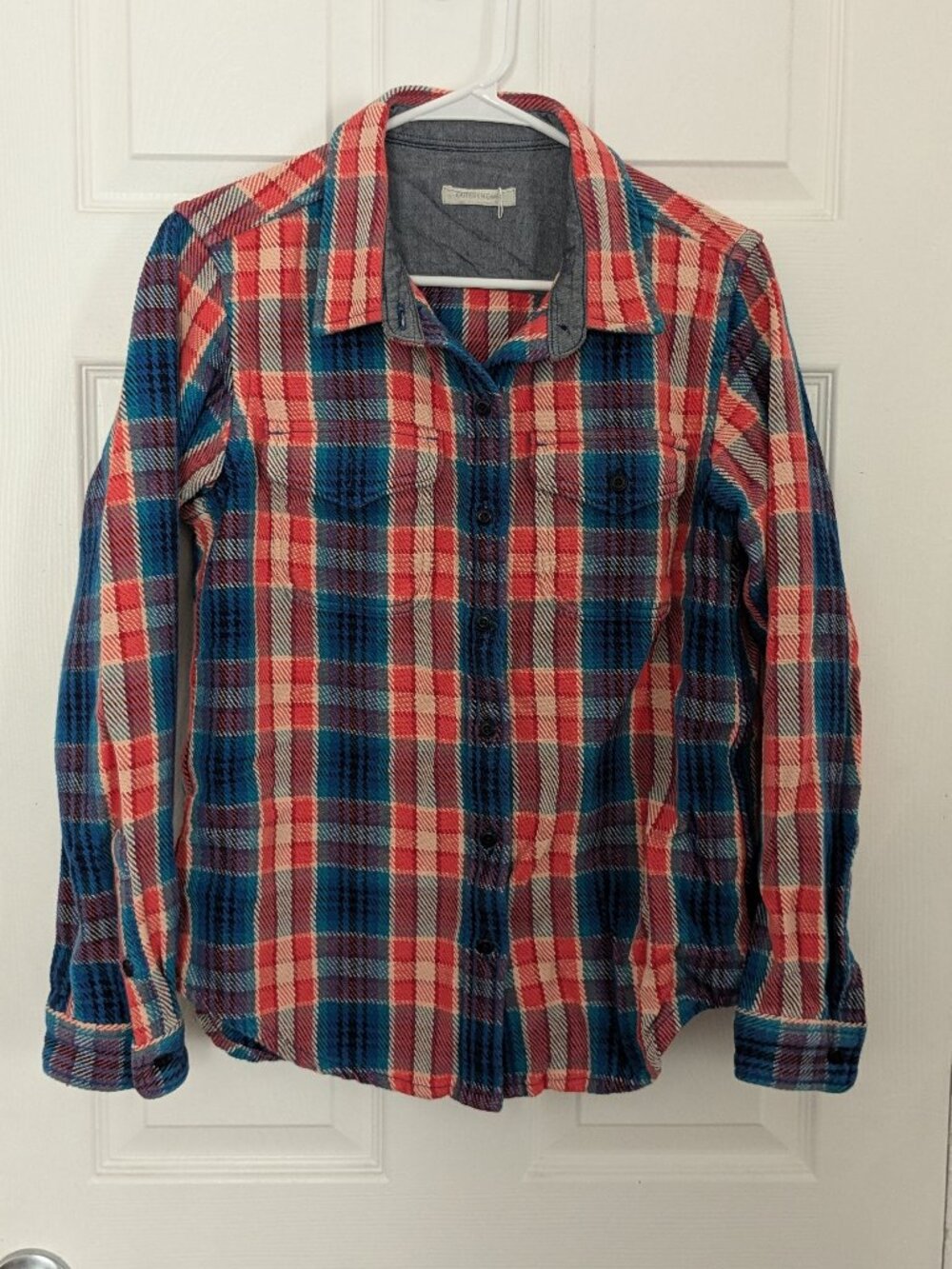Outerknown Blanket Shirt XS Pink Plaid Shacket Organic Cotton Western Cowgirl